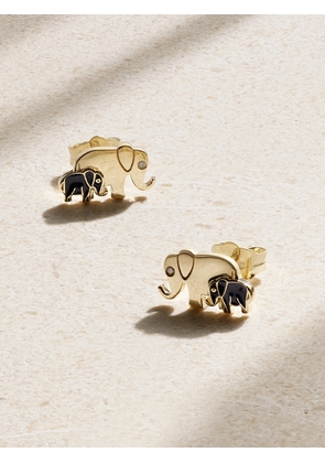 Sydney Evan - Elephant Family 14-karat Gold, Enamel And Diamond Earrings - One size