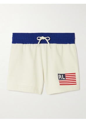 Polo Ralph Lauren - Printed Ripstop-trimmed Brushed Cotton-blend Jersey Shorts - White - xx small,x small,small,medium,large,x large