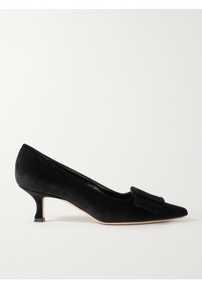 Manolo Blahnik - Maysale 50 Buckled Velvet Pumps - Black - IT35,IT36,IT36.5,IT37,IT37.5,IT38,IT38.5,IT39,IT39.5,IT40,IT40.5,IT41,IT41.5,IT42,IT43