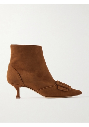 Manolo Blahnik - Baylow 50 Buckled Suede Ankle Boots - Brown - IT35,IT36,IT36.5,IT37,IT37.5,IT38,IT38.5,IT39,IT39.5,IT40,IT40.5,IT41,IT41.5,IT42