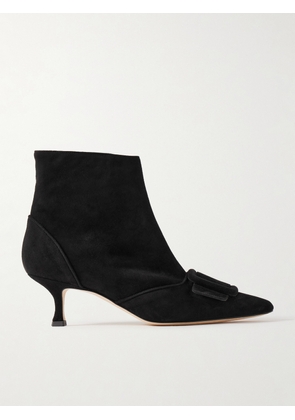 Manolo Blahnik - Baylow 50 Buckled Suede Ankle Boots - Black - IT35,IT36,IT36.5,IT37,IT37.5,IT38,IT38.5,IT39,IT39.5,IT40,IT40.5,IT41,IT41.5,IT42