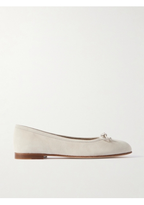 Manolo Blahnik - Veralli Bow-detailed Suede Ballet Flats - Cream - IT35,IT36,IT36.5,IT37,IT37.5,IT38,IT38.5,IT39,IT39.5,IT40,IT40.5,IT41,IT41.5,IT42,IT42.5,IT43