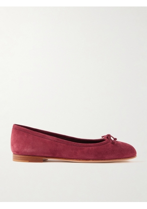 Manolo Blahnik - Veralli Bow-detailed Suede Ballet Flats - Burgundy - IT35,IT36,IT36.5,IT37,IT37.5,IT38,IT38.5,IT39,IT39.5,IT40,IT40.5,IT41,IT41.5,IT42,IT43