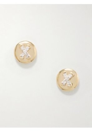 STONE AND STRAND - Button 14-karat Gold Diamond Earrings - One size