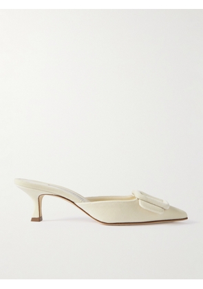 Manolo Blahnik - Maysale 50 Buckled Velvet Mules - Cream - IT36,IT36.5,IT37,IT37.5,IT38,IT38.5,IT39,IT39.5,IT40,IT40.5,IT41,IT41.5,IT42,IT43