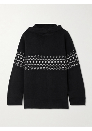 LISA YANG - Wen Fair Isle Cashmere Hoodie - Black - 01,2