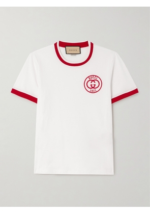 Gucci - Embroidered Cotton-jersey T-shirt - White - XS,S,M,L,XL