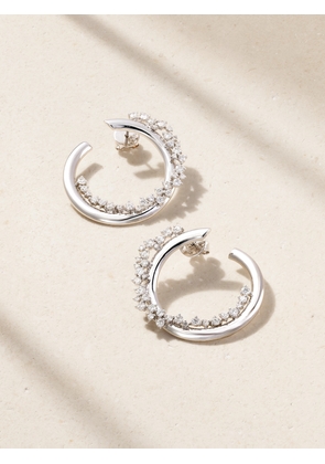 Ananya - Scatter 18-karat White Gold Diamond Hoop Earrings - Silver - One size