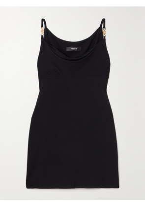 Versace - Icons Draped Crystal-embellished Jersey Mini Dress - Black - IT36,IT38,IT40,IT42,IT44,IT46
