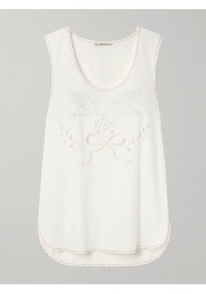 Vita Kin - Skye Embroidered Broderie Anglaise Cotton Tank - White - P,S,M