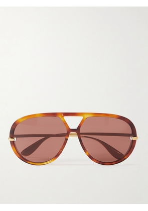 BOTTEGA VENETA EYEWEAR - Drop Oversized Aviator-style Tortoiseshell Recycled-acetate And Gold-tone Sunglasses - One size