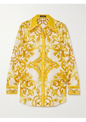 Dolce & Gabbana - Maiolica Printed Silk-twill Shirt - Yellow - IT36,IT38,IT40,IT42,IT44,IT46,IT48,IT50
