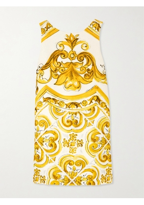 Dolce & Gabbana - Maiolica Printed Brocade Mini Dress - Yellow - IT36,IT38,IT40,IT42,IT44,IT46,IT48,IT50