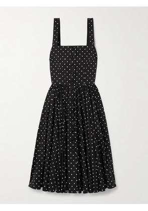 Dolce & Gabbana - Gathered Polka-dot Cotton-poplin Midi Dress - Black - IT36,IT38,IT40,IT42,IT44,IT46,IT48,IT50