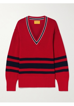 Guest In Residence - Striped Knitted Cotton Sweater - Red - x small,small,medium,large,x large