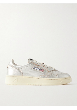 Autry - Medalist Low Metallic Textured-leather Sneakers - Silver - IT35,IT36,IT37,IT38,IT39,IT40,IT41,IT42