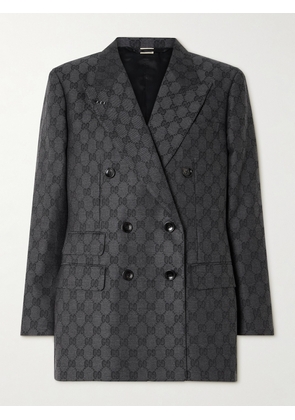 Gucci - Double-breasted Wool-jacquard Blazer - Gray - IT34,IT36,IT38,IT40,IT42,IT44,IT46,IT48,IT50,IT52