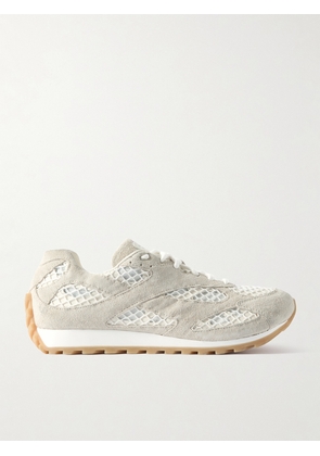Bottega Veneta - Orbit Suede, Leather, Mesh And Fishnet Sneakers - Cream - EU 35,EU 36,EU 37,EU 38,EU 39,EU 40,EU 41