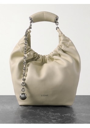 LOEWE - Squeeze Small Chain-embellished Gathered Leather Shoulder Bag - Off-white - One size