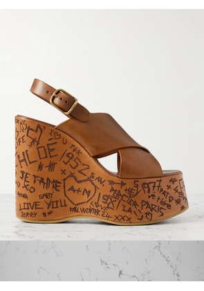 Chloé - Maxime Leather Platform Wedge Sandals - Brown - IT36,IT37,IT38,IT39,IT40,IT41