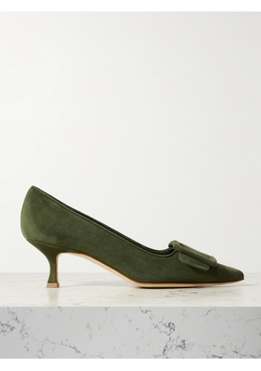 Manolo Blahnik - Maysale 50 Buckled Suede Pumps - Green - IT35,IT35.5,IT36,IT36.5,IT37,IT37.5,IT38,IT38.5,IT39,IT39.5,IT40,IT40.5,IT41,IT41.5,IT42,IT43