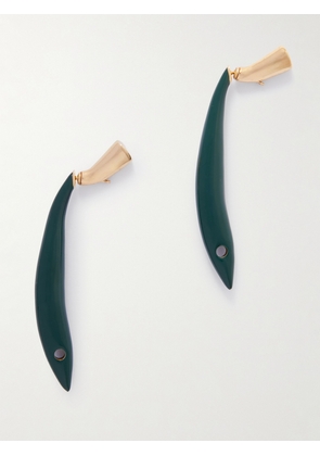Bottega Veneta - Sardine Gold-tone Enamel Earrings - Green - One size