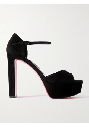 Christian Louboutin - Sandaloo Suede Sandals - Black - IT34,IT35,IT35.5,IT36,IT36.5,IT37,IT37.5,IT38,IT38.5,IT39,IT39.5,IT40,IT41,IT41.5,IT42