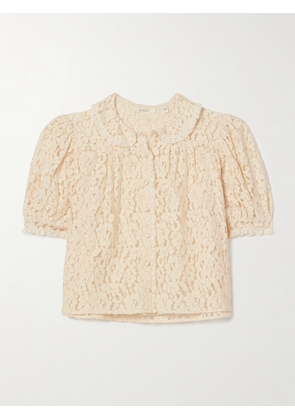 DÔEN - Lenore Crochet-trimmed Corded Lace Top - Ecru - x small,small,medium,large,x large