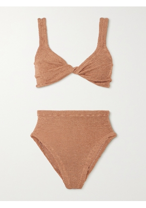 Hunza G - Jamie Metallic Seersucker Bikini - Brown - One size