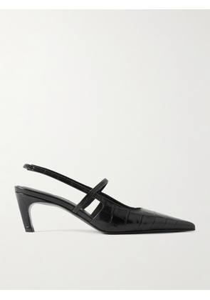 TOTEME - The Sharp Croc-effect Leather Slingback Pumps - Black - IT35,IT36,IT37,IT38,IT39,IT40,IT41,IT42