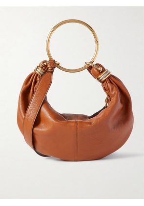 Chloé - Bracelet Embellished Glossed Textured-leather Shoulder Bag - Brown - One size