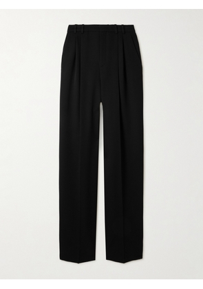SAINT LAURENT - Pleated Grain De Poudre Wool Wide-leg Pants - Black - FR 34,FR 36,FR 38,FR 40,FR 42