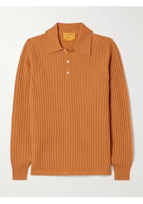 Guest In Residence - Ribbed Waffle-knit Cashmere Polo Sweater - Yellow - xx small,x small,small,medium,large,x large