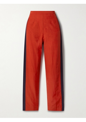BODE - Waterfront Cropped Striped Crepe Straight-leg Pants - Red - 25,26,27,28,29,30,31,32