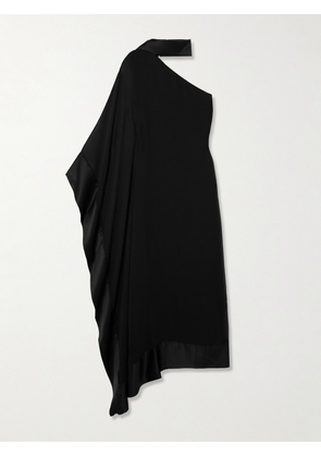 Taller Marmo - Betsy Spirito One-shoulder Satin-trimmed Silk-chiffon Dress - Black - IT36,IT38,IT40,IT42,IT44,IT46,IT48