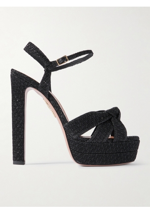 Aquazzura - Nina Plateau 130 Knotted Metallic Woven Platform Sandals - Black - IT35,IT36,IT36.5,IT37,IT37.5,IT38,IT38.5,IT39,IT39.5,IT40,IT40.5,IT41,IT42