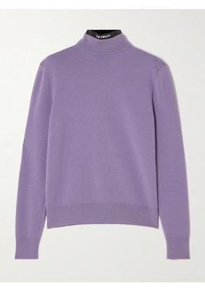 Aztech Mountain - Etta Layered Jersey-trimmed Wool Turtleneck Sweater - Purple - x small,small,medium
