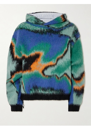 Aztech Mountain - Off Piste Shell-trimmed Printed Fleece Hoodie - Blue - x small,small,medium,large