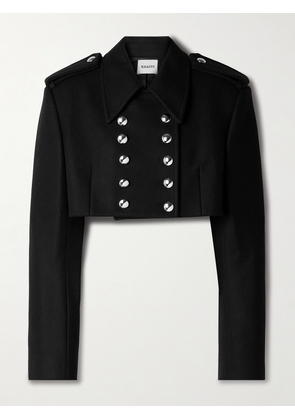 KHAITE - Leara Double-breasted Cropped Wool-blend Felt Jacket - Black - US0,US2,US4,US6,US8
