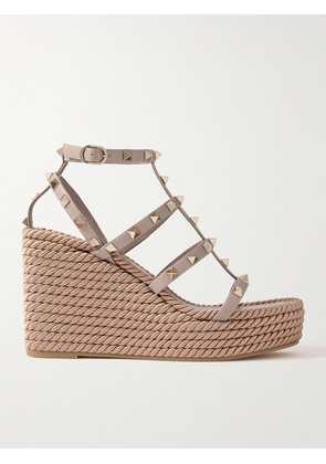 Valentino Garavani - Rockstud Torchon 105 Leather Espadrille Wedge Sandals - Pink - IT35,IT36,IT37,IT38,IT39,IT40,IT41,IT42