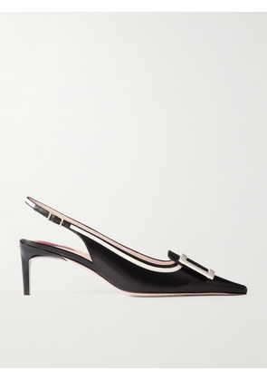 Roger Vivier - New Canard 55 Buckle-embellished Patent-leather Pointed-toe Slingback Pumps - Black - IT34,IT35,IT35.5,IT36,IT36.5,IT37,IT37.5,IT38,IT38.5,IT39,IT39.5,IT40,IT40.5,IT41,IT41.5,IT42