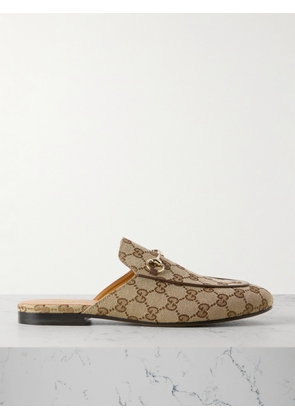 Gucci - Princetown Horsebit-detailed Leather-trimmed Canvas-jacquard Slippers - Neutrals - IT34,IT34.5,IT35,IT35.5,IT36,IT36.5,IT37,IT37.5,IT38,IT38.5,IT39,IT39.5,IT40,IT40.5,IT41,IT41.5,IT42
