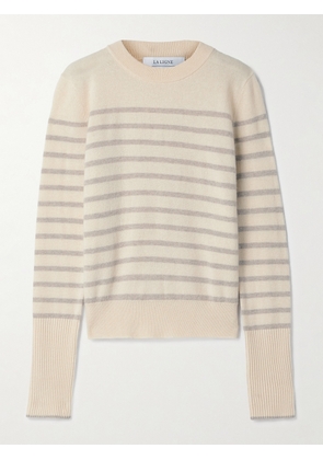 La Ligne - Lean Lines Striped Cashmere Sweater - Cream - xx small,x small,small,medium,large,x large,xx large