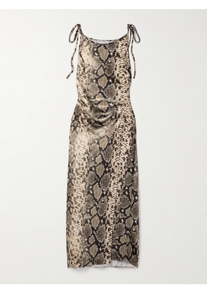 Acne Studios - Wrap-effect Draped Snake-print Hammered-satin Midi Dress - Animal print - EU 32,EU 34,EU 36,EU 38,EU 40,EU 42
