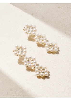 Mateo - 14-karat Gold, Pearl And Diamond Earrings - White - One size