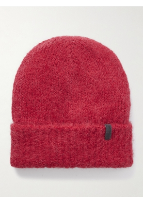Brunello Cucinelli - Bead-embellished Ribbed Alpaca-blend Beanie - Red - S,M,L