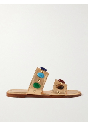 Gianvito Rossi - Embellished Metallic Leather Slides - Gold - IT36,IT36.5,IT37,IT37.5,IT38,IT38.5,IT39,IT39.5,IT40,IT40.5,IT41,IT41.5,IT42