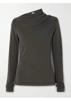 TOTEME - Draped Stretch-jersey Top - Gray - xx small,x small,small,medium,large,x large