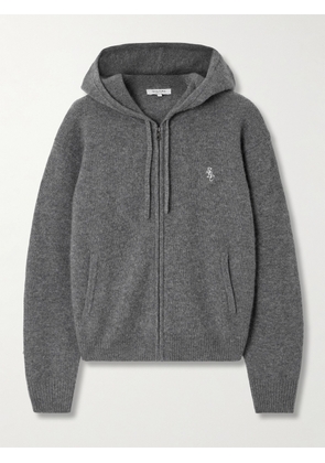 Sporty & Rich - Ivy League Embroidered Cashmere And Wool-blend Hoodie - Gray - x small,small,medium,large,x large