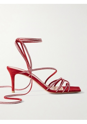 Gianvito Rossi - 75 Crystal-embellished Suede Sandals - Red - IT35,IT35.5,IT36,IT36.5,IT37,IT37.5,IT38,IT38.5,IT39,IT39.5,IT40,IT40.5,IT41,IT41.5,IT42